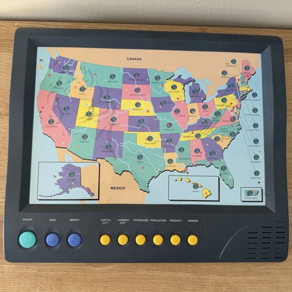 Vintage 1998 Geo Genius USA Map Interactive Educational Kids Toy - Works Tested